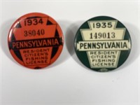 1934 & 1935 PA RESIDENTS FISHING LICENSES: