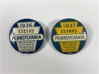 1936 & 1937 PA RESIDENTS FISHING LICENSES: