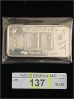 'Happy Mother's Day', 1oz silver bar
