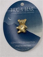 LOUIS GIUSTI DIAMOND HUG A BEAR PIN