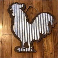 Galvanized Metal & Wood Hanging Rooster