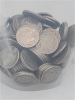100 Buffalo Nickels with Dates.  Most Dates are