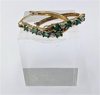 Sterling &  Diamond Earrings w/ Green Stones