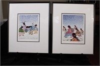 PAIR YOUNGFOX SIGNED WATERCOLORS