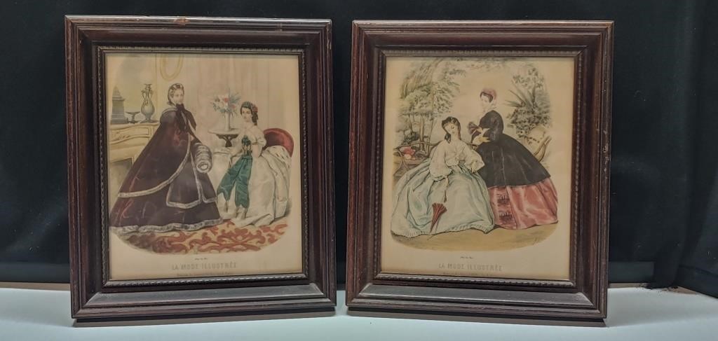 Antique pictures, wood frames with Victorian