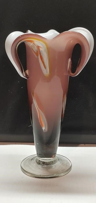 Beautiful Vase, Hand Blown Murano-style, 8"