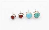 (2) Sets Native Coral & Turquoise Earrings