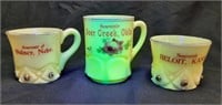 (3) Assorted Custard Souvenir Mugs