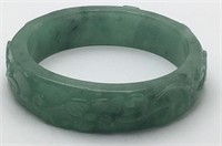 Carved Chinese Jade Bangle Bracelet
