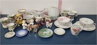 Lot of vintage China, figurines, cups, milk glass