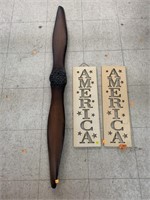 Decorative Metal Plane Propeller and America