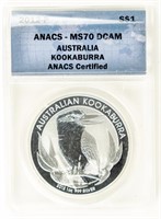 Coin 2012 Australia Kookaburra-AG$-ANACS MS70DCAM