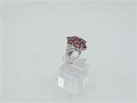 Sterling Garnet Multi Crystal Ring Like New