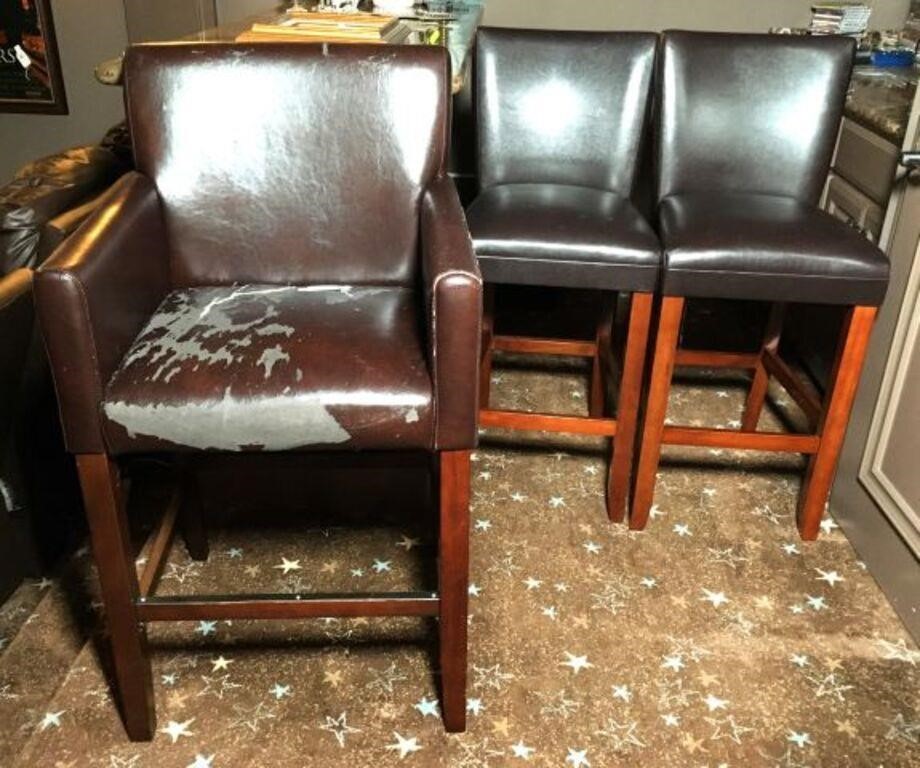 Three Vinyl Bar Height Chairs