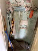 BROOMS, BUCKET, STEP LADDER, ETC.