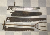 3 Early Cross Cut Saws & Early Pitch Fork