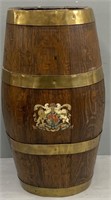 Peat Barrel Wood & Brass Barrel; Coat Of Arms