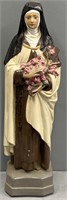St Teresa Painted Plaster Figure Christianity