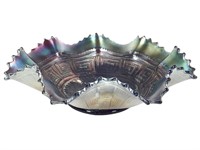 Amethyst Carnival Glass Ruffled Embossed Bowl