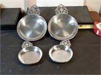 4 vtg Stede Pewter Porringer bowls