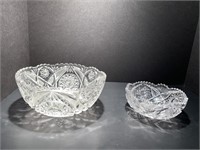 VINTAGE CUT GLASS CRYSTAL BOWLS 8" & 6"