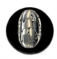 Sterling silver large modern design ring, size 8,