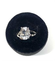 Sterling silver oval cut Cullinan topaz solitaire