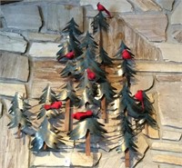 Evergreen Tree Wall Art w/ removeable Cardnials