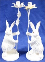 Pair Rabbit Candleholders 13.5"