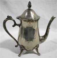 Silver plated footed teapot, 9"