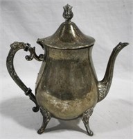 Silver plated footed teapot, 9"