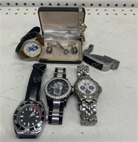 Assorted Watches & 1 pair of Cuff links with Tie