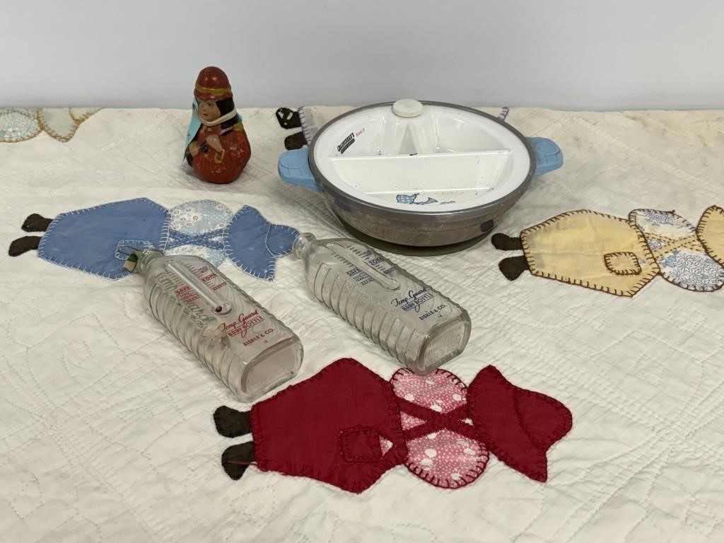 Baby Quilt, 2 Bottles, Dish & Rolly Polly