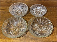 4 Pressed Glass Bowls