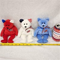 3 Red White & Blue America 2002-2001 Beanie Bear