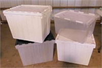 Three 17 gallon storage totes w/ flip-top lids -