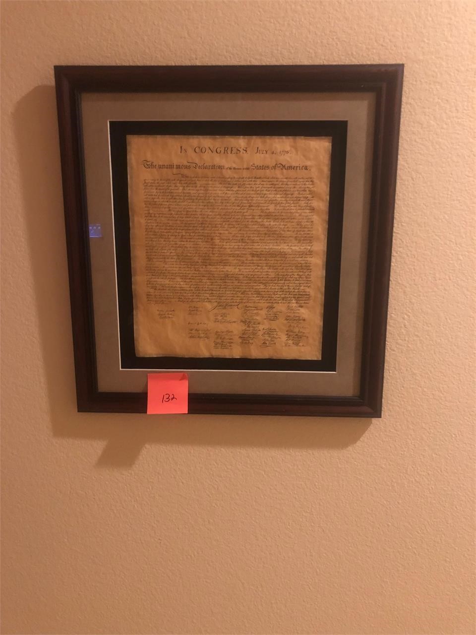 Framed declaration of independence #132