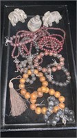 Wooden Prayer Beads & Carved Figures
