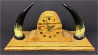 Western Wood & Horn Mantle Clock
