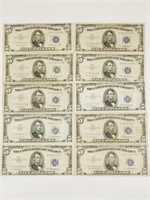 (10) 1953 & 1953 A $5 Silver Certificates