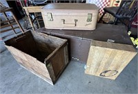 TRUNK, SUITCASE & WOOD BOXES