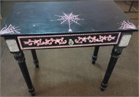Vintage Hand Painted End Table Pink & Black