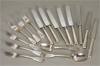 Part Russian Fabergé Silver Cutlery Service,
