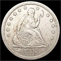 1853 Arws & Rays Seated Liberty Quarter LIGHTLY