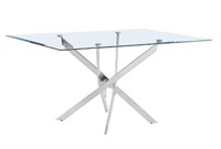 Tempered Top w/Chromed Iron Frame Table