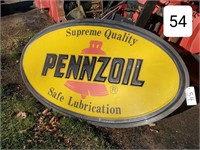 Penzoil Oval Embossed Lighted Sign Panel