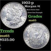 1902-p Morgan Dollar $1 Grades GEM Unc