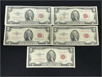 (5) 1953 $2 Notes