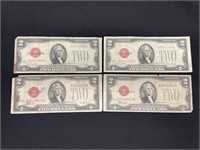 (4) 1928 D, E & G $2 Notes