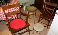 4 pcs - wooden half spindle arm chair, half